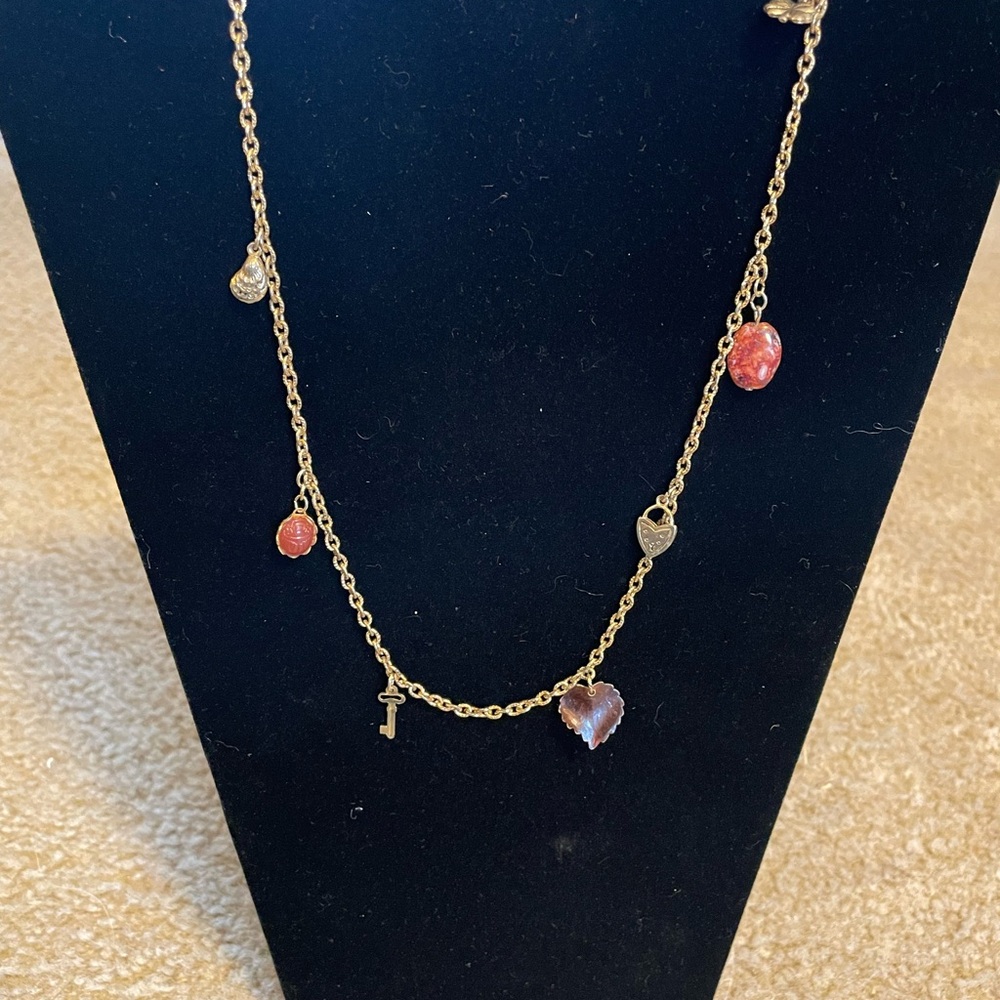 Delicate Gold and Pink Charm Necklace